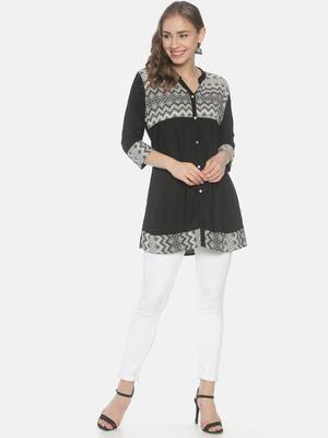 Black plain viscose ethnic-kurtis 4