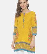 Yellow printed viscose ethnic-kurtis