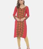 Pink printed viscose ethnic-kurtis