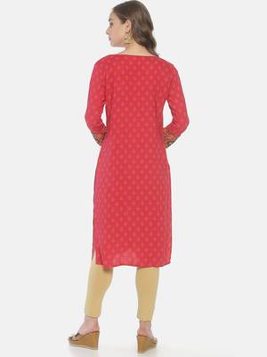 Pink printed viscose ethnic-kurtis 2