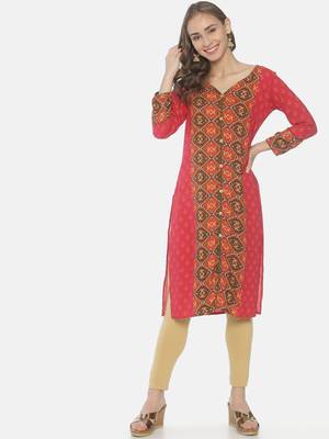 Pink printed viscose ethnic-kurtis 4