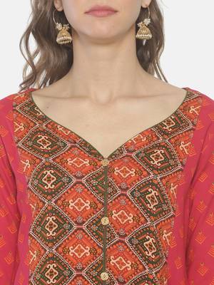 Pink printed viscose ethnic-kurtis 5