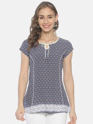 Blue printed viscose ethnic-kurtis 1