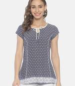 Blue printed viscose ethnic-kurtis