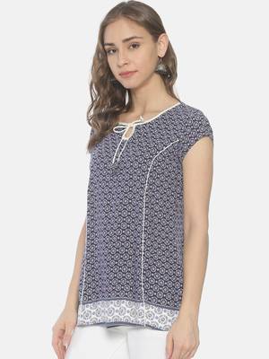Blue printed viscose ethnic-kurtis 3