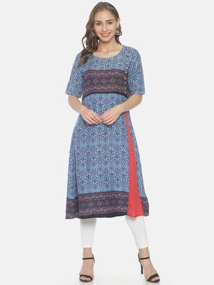 Multicolor printed viscose ethnic-kurtis 1
