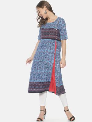Multicolor printed viscose ethnic-kurtis 4