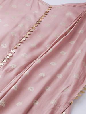 Light-pink printed polyester ethnic-kurtis 5