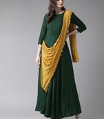 Dark-green printed rayon ethnic-kurtis