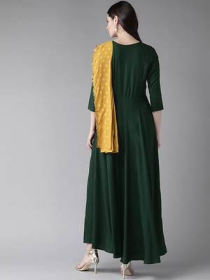 Dark-green printed rayon ethnic-kurtis 2