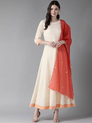 Cream printed crepe ethnic-kurtis 1