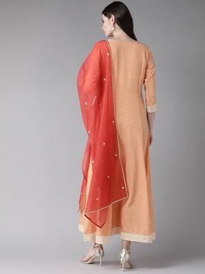 Peach printed crepe ethnic-kurtis 2