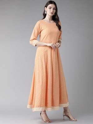 Peach printed crepe ethnic-kurtis 3