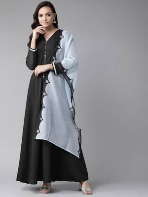 Black printed crepe ethnic-kurtis 1