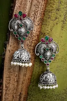 Silver Jhumkas