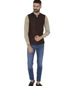 Brown Woven Wool Nehru Jacket