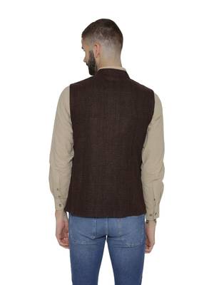 Brown Woven Wool Nehru Jacket 3