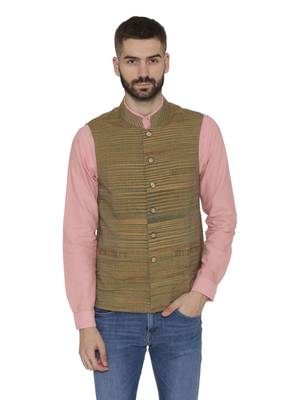 Grey Woven Wool Nehru Jacket 1
