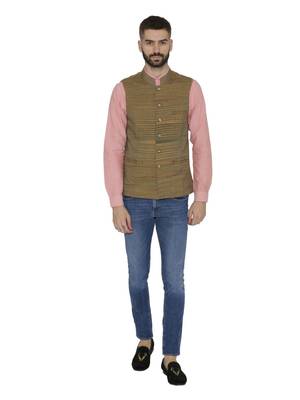Grey Woven Wool Nehru Jacket 3