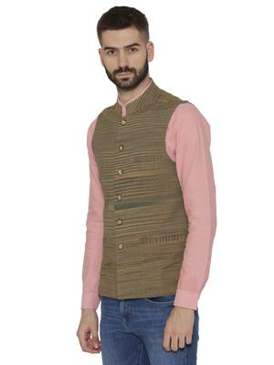Grey Woven Wool Nehru Jacket 4