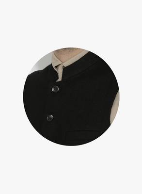 Black Woven Wool Nehru Jacket 5