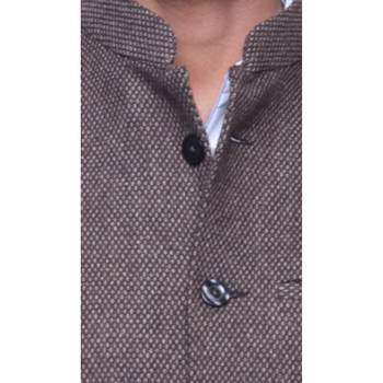 Brown Woven Wool Nehru Jacket 5