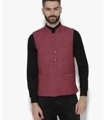 Pink Woven Wool Nehru Jacket