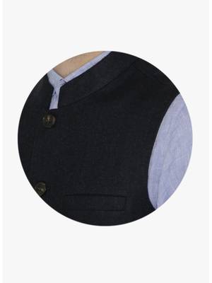 Blue Woven Wool Nehru Jacket 5