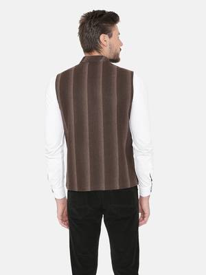 Brown Woven Wool Nehru Jacket 3