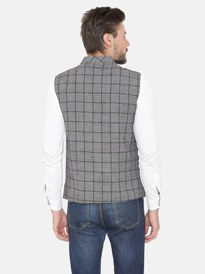 Blue Woven Wool Nehru Jacket 3