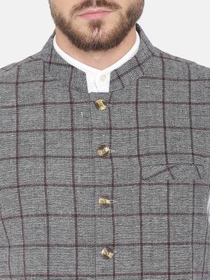 Blue Woven Wool Nehru Jacket 5