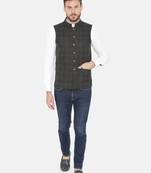Grey Woven Wool Nehru Jacket