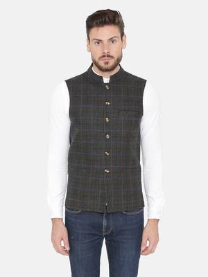 Grey Woven Wool Nehru Jacket 2