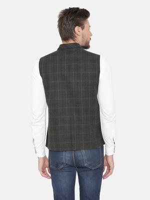Grey Woven Wool Nehru Jacket 3