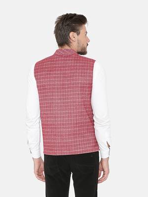 Pink Woven Wool Nehru Jacket 3