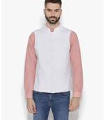 White Woven Cotton Nehru Jacket