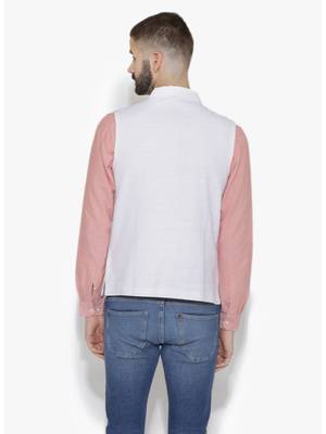 White Woven Cotton Nehru Jacket 3