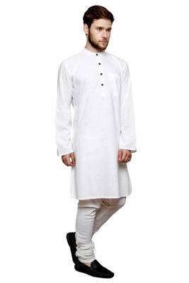White woven cotton kurta-pajama 2
