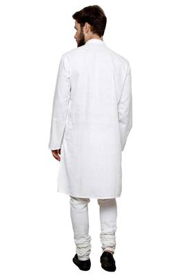 White woven cotton kurta-pajama 3