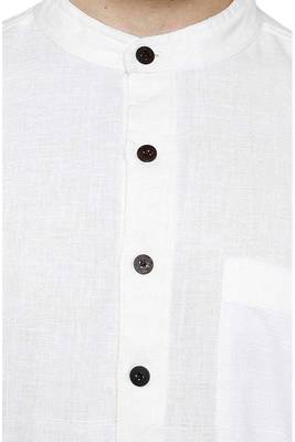 White woven cotton kurta-pajama 4