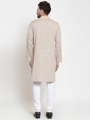 Brown woven cotton kurta-pajama 4