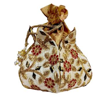 Worthyy Collections Silk Polti in Beige with Embroidery work 1