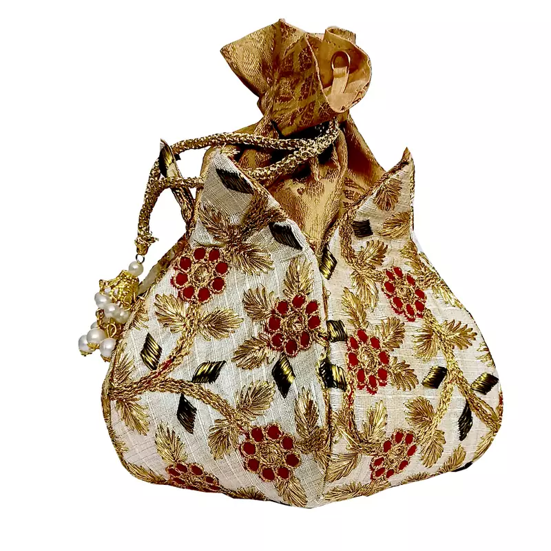 Worthyy Collections Silk Polti in Beige with Embroidery work