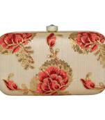 Worthyy Collections Embroidered Party Clutch Bag Gold