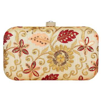 Worthyy Collections Embroidered Party Clutch Bag Gold 1