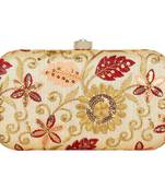 Worthyy Collections Embroidered Party Clutch Bag Gold