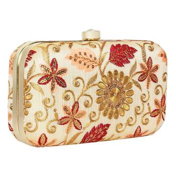Worthyy Collections Embroidered Party Clutch Bag Gold 2