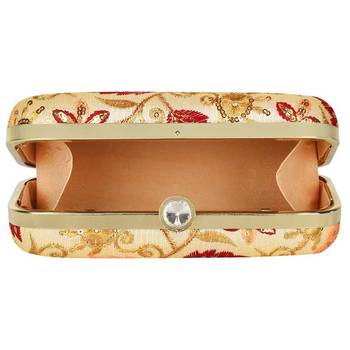Worthyy Collections Embroidered Party Clutch Bag Gold 3