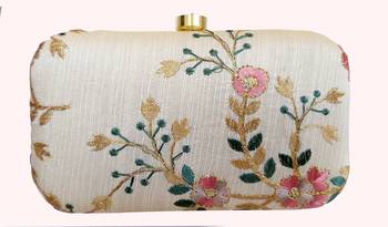 Worthyy Collections Embroidered Party Clutch Bag White 2
