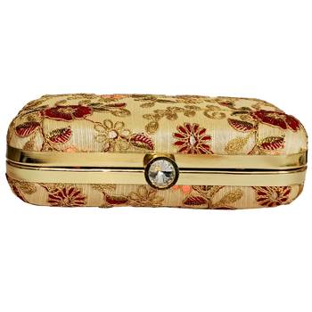 Worthyy Collections Embroidered Party Clutch Bag Gold 2